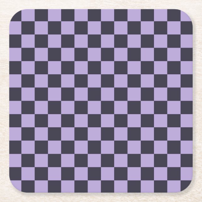 Posavasos Cuadrado De Papel Lavender haze checkerboard pattern (Anverso)