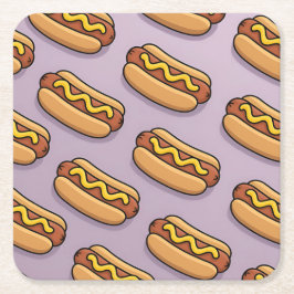 Posavasos Cuadrado De Papel Lavender Hot Dogs Coaster Set