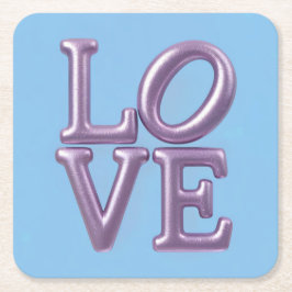 Posavasos Cuadrado De Papel Lavender LOVE Blue Coaster Set