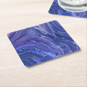 Posavasos Cuadrado De Papel Lavender Marble azul Acrílico Resumen
