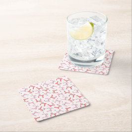 Posavasos Cuadrado De Papel  lazo coqueto rosa femenino 