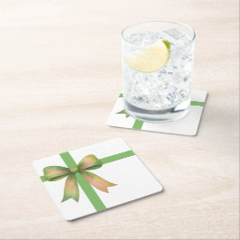 Posavasos Cuadrado De Papel Lazo de regalo elegante: diseño moderno de Navidad