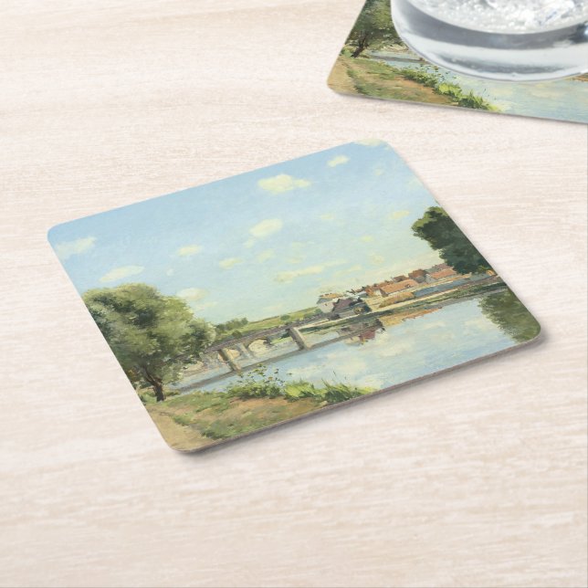 Posavasos Cuadrado De Papel Le Pont Du Chemin De Fer Camille Pissarro (En perspectiva)