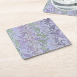 Posavasos Cuadrado De Papel Leafy Creeping Vine Drawing Pattern With Pastels