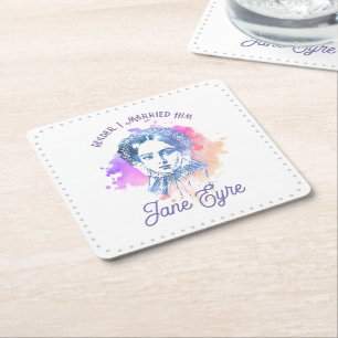 Posavasos Cuadrado De Papel Lector De Cute Me Casé Con Él Retrato Jane Eyre