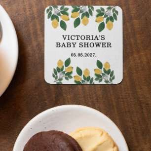 Posavasos Cuadrado De Papel Lemon Baby Shower Candy