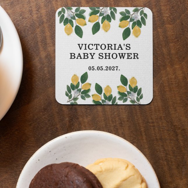 Posavasos Cuadrado De Papel Lemon Baby Shower Candy (Subido por el creador)
