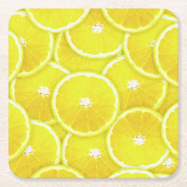 Posavasos Cuadrado De Papel Lemon Slices (Anverso)