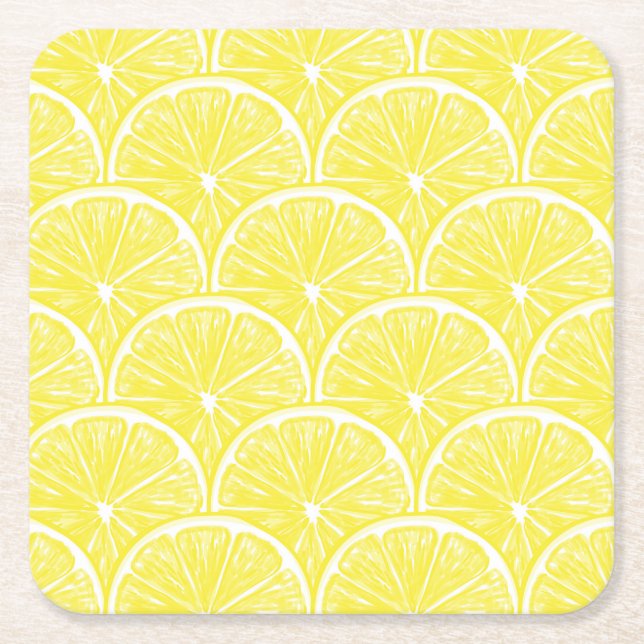Posavasos Cuadrado De Papel Lemon Slices (Anverso)