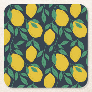 Posavasos Cuadrado De Papel Lemones coloridos: Vibrancia de mano.