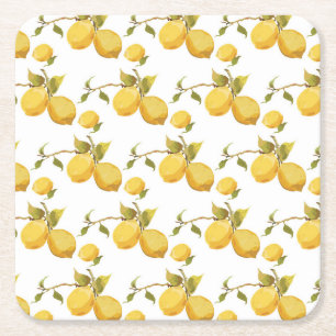 Posavasos Cuadrado De Papel Lemones frescos de época: diseño simplista