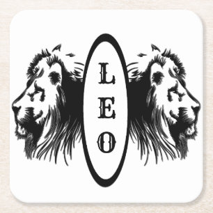 Posavasos Cuadrado De Papel Leo el León Bookending Zodiac