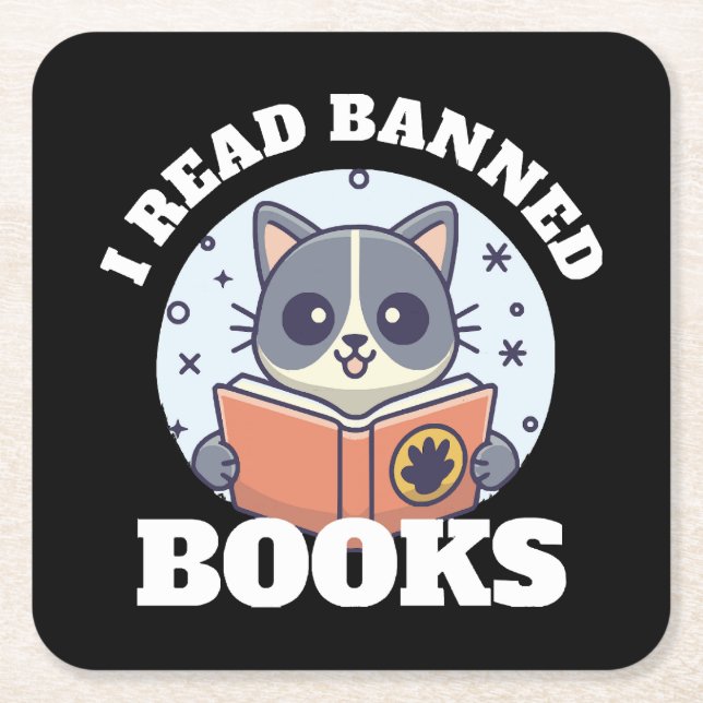Posavasos Cuadrado De Papel Leo libros prohibidos (Anverso)