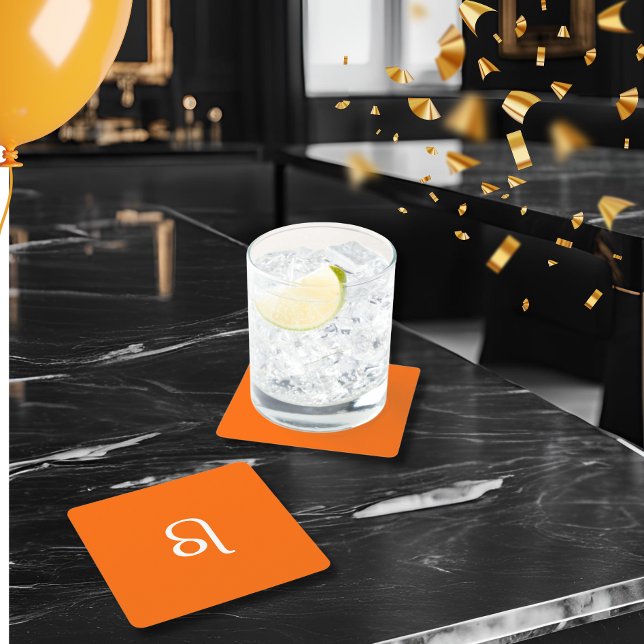 Posavasos Cuadrado De Papel Leo zodiac - naranja de neón (Subido por el creador)