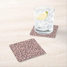 Posavasos Cuadrado De Papel Leopard Print, Leopard Spots, Pink Leopard