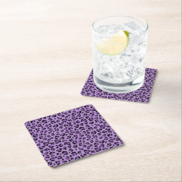 Posavasos Cuadrado De Papel Leopard Print, Leopard Spots, Purple Leopard