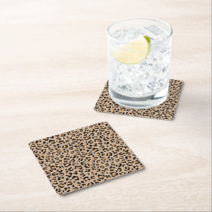 Posavasos Cuadrado De Papel Leopardo Print, Leopard Spots, Brown Leopard