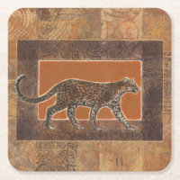 Leopardo sobre el fondo Naranja y marrón