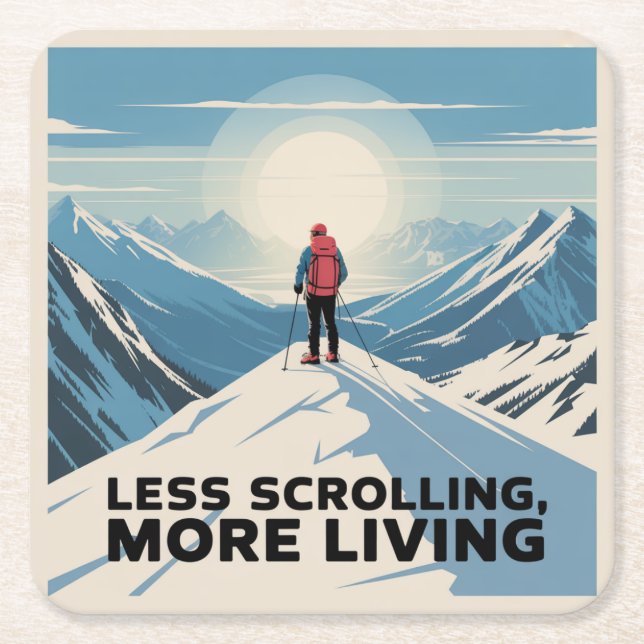 Posavasos Cuadrado De Papel Less Scrolling, More Living (Anverso)