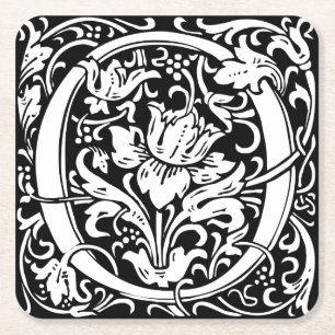 Posavasos Cuadrado De Papel Letra O Monograma Medieval Art Nouveau