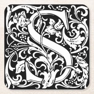 Posavasos Cuadrado De Papel Letra S Monograma Medieval Arte Nuevo