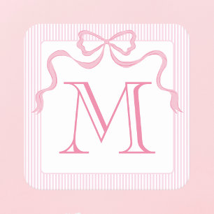 Posavasos Cuadrado De Papel Letra simple: arco rosado monograma, cinta Persona
