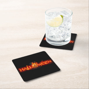 Posavasos Cuadrado De Papel Letras ígneas masivas de SlipperyJoe's Halloween c