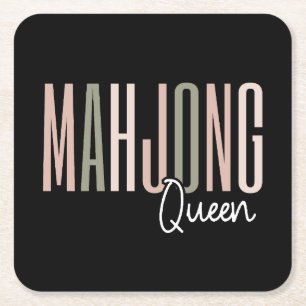 Posavasos Cuadrado De Papel Letras reina Mahjong