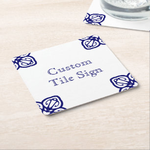 Posavasos Cuadrado De Papel Letrero de azulejo español personalizado - Blanco