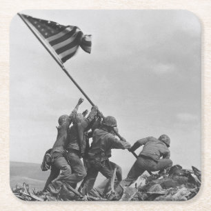 Posavasos Cuadrado De Papel Levantar la bandera en Iwo Jima