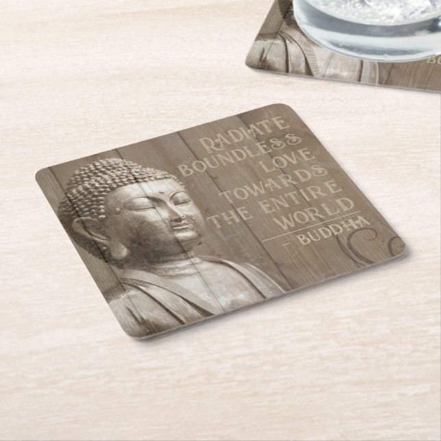 Posavasos Cuadrado De Papel Ley de atracción inspirando cita de Buda (En perspectiva)