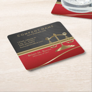 Posavasos Cuadrado De Papel Ley Escala de justicia Personalizable