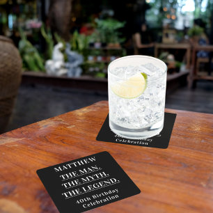 Posavasos Cuadrado De Papel Leyenda del mito del fotógrafo blanco negro de cum