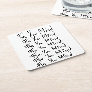Posavasos Cuadrado De Papel ¡LIBEREN LA MENTE! Cita de caligrafía motivacional