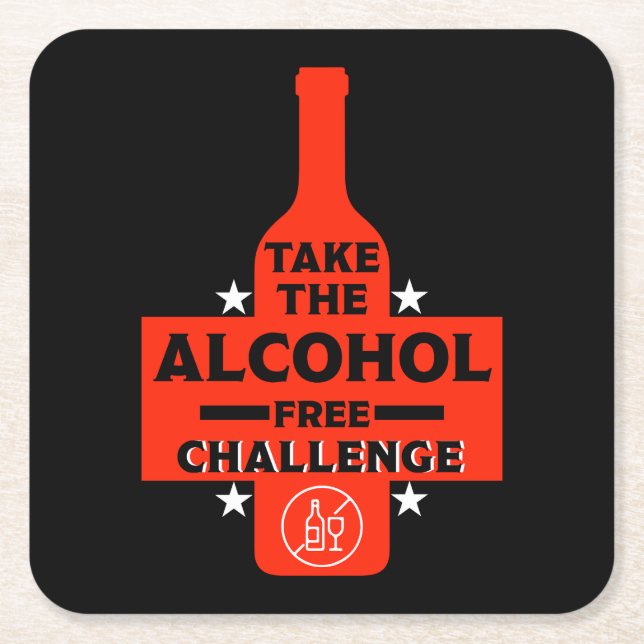 Posavasos Cuadrado De Papel Libre De Alcohol Y Sobrio (Anverso)