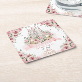 Posavasos Cuadrado De Papel Libro de historias del castillo de la princesa flo
