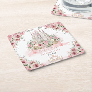 Posavasos Cuadrado De Papel Libro de historias del castillo de la princesa flo
