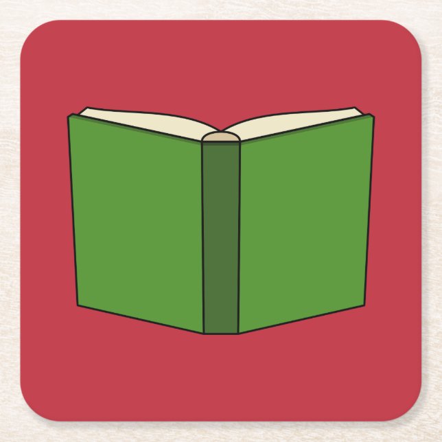 Posavasos Cuadrado De Papel Libro Verde personalizado (Anverso)
