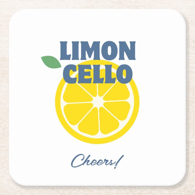 Posavasos Cuadrado De Papel Licor Limoncello Casero Blanco Crema Moderno (Anverso)