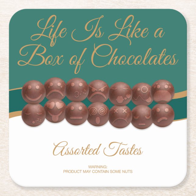 Posavasos Cuadrado De Papel Life Is Like a Box of Chocolates (Anverso)