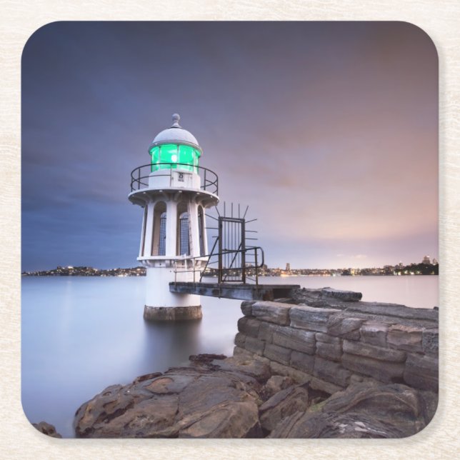 Posavasos Cuadrado De Papel Lighthouses | Cremorne Point Lighthouse Australia (Anverso)