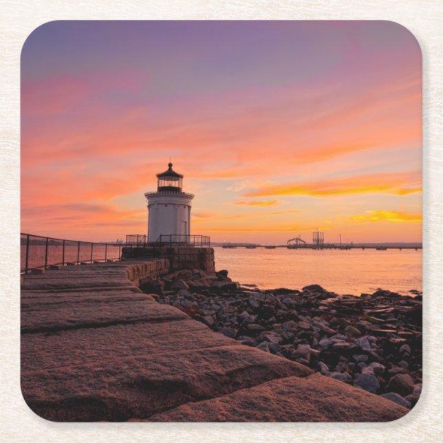 Posavasos Cuadrado De Papel Lighthouses | South Portland, Maine (Anverso)