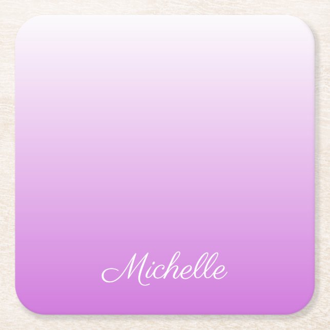 Posavasos Cuadrado De Papel Lilac púrpura oscuro nombre personalizado (Anverso)