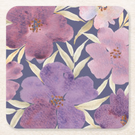 Posavasos Cuadrado De Papel Lilas en acuarela