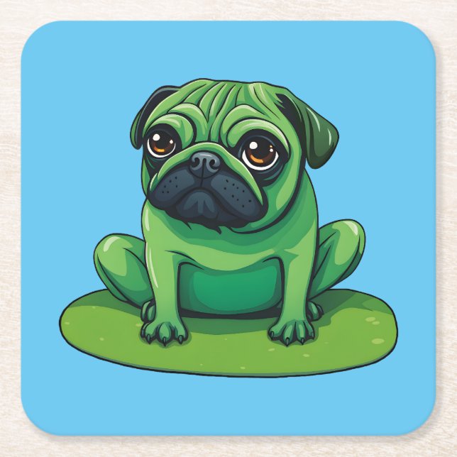 Posavasos Cuadrado De Papel Lili Pug (Anverso)