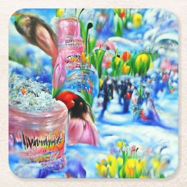 Posavasos Cuadrado De Papel Lilly (Anverso)