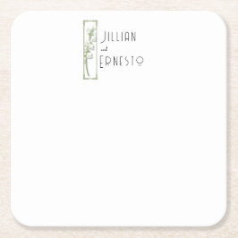 Posavasos Cuadrado De Papel Lily of Valley || Personalizado blanco