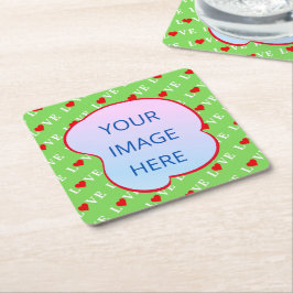 Posavasos Cuadrado De Papel Lime Green LOVE