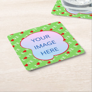 Posavasos Cuadrado De Papel Lime Green LOVE
