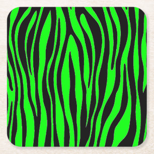 Posavasos Cuadrado De Papel Lime Green Zebra